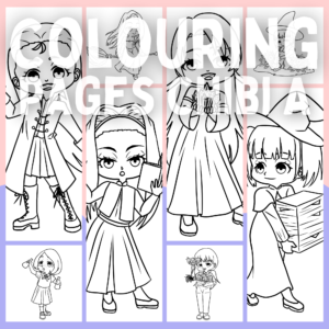 Chibi Witches Colouring Page